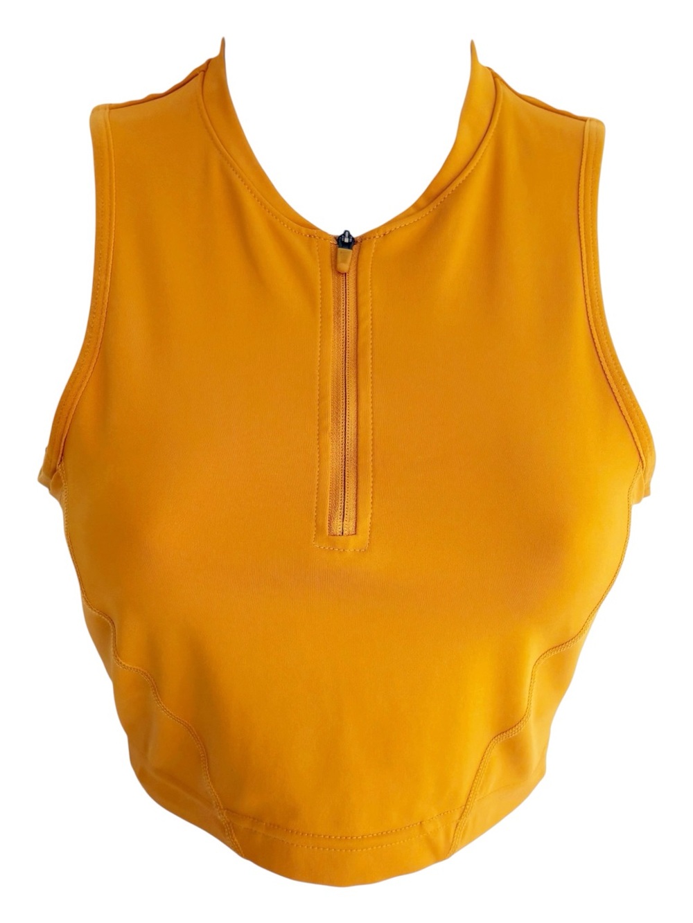 NIKE PRO Dri-Fit Cropped Tank Top Orange Zip Up Side Pockets Shelf Bra XS - Picture 2 of 12